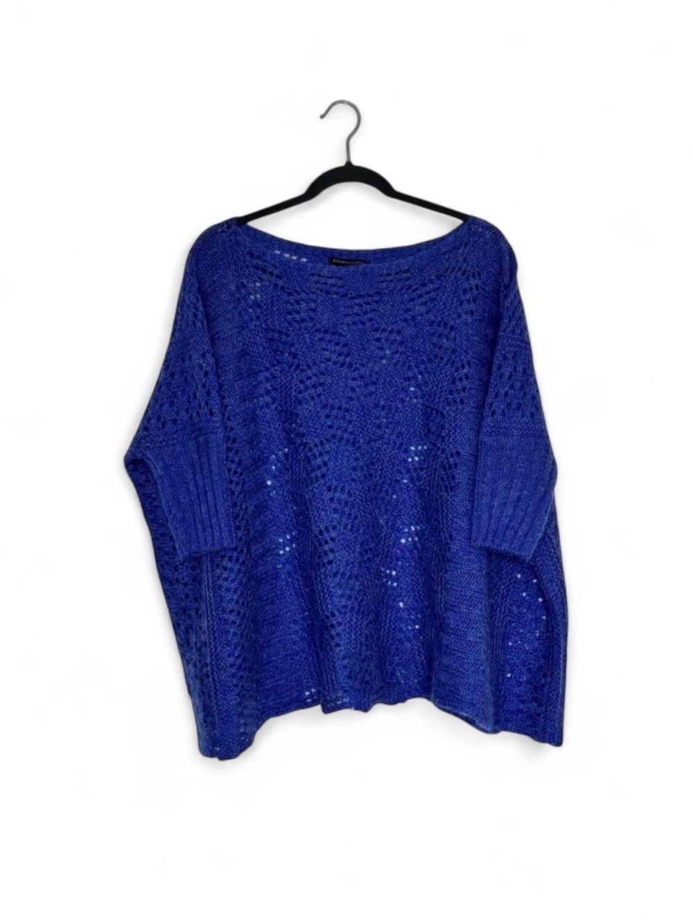 BCBG Sweater Open-Knit Oversized Boxy Slouchy size S M Blue Y2K Indie Whimsigoth